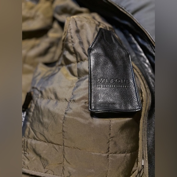 Wilsons Leather Black Bomber Jacket with Tan Lining - Picture 7 of 8